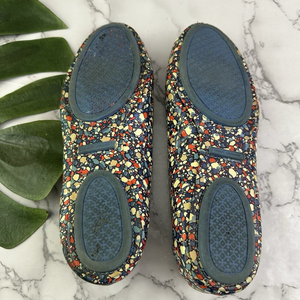 Tory Burch Womens Reva Ballet Flats Size 7 Blue Red Speckle Print Patent Leather - Picture 7 of 8